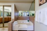 Large soaker tub in master bathroom
